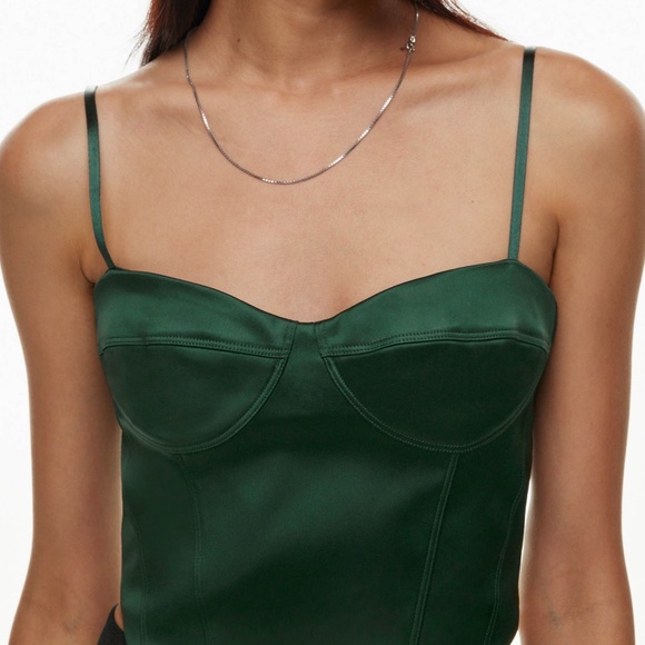 Sunday Best Tops - Aritzia Sunday Best Emerald Green Minx Satin Bustier Size XL, NWOT